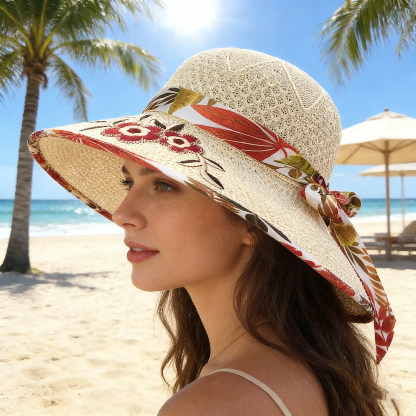 Chapeau de Soleil Léger et Fleuri – Protection Solaire Maximale & Style Rétro Chic