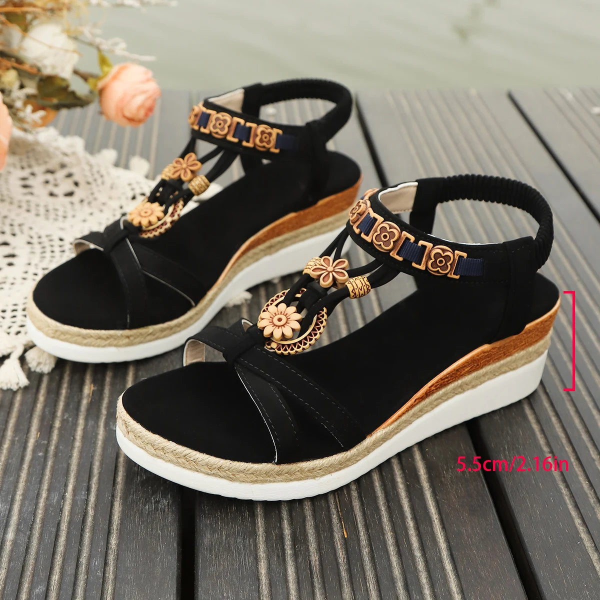 Sandales Romaines Compensées – Chaussures d'Été Élégantes et Pratiques à Enfiler