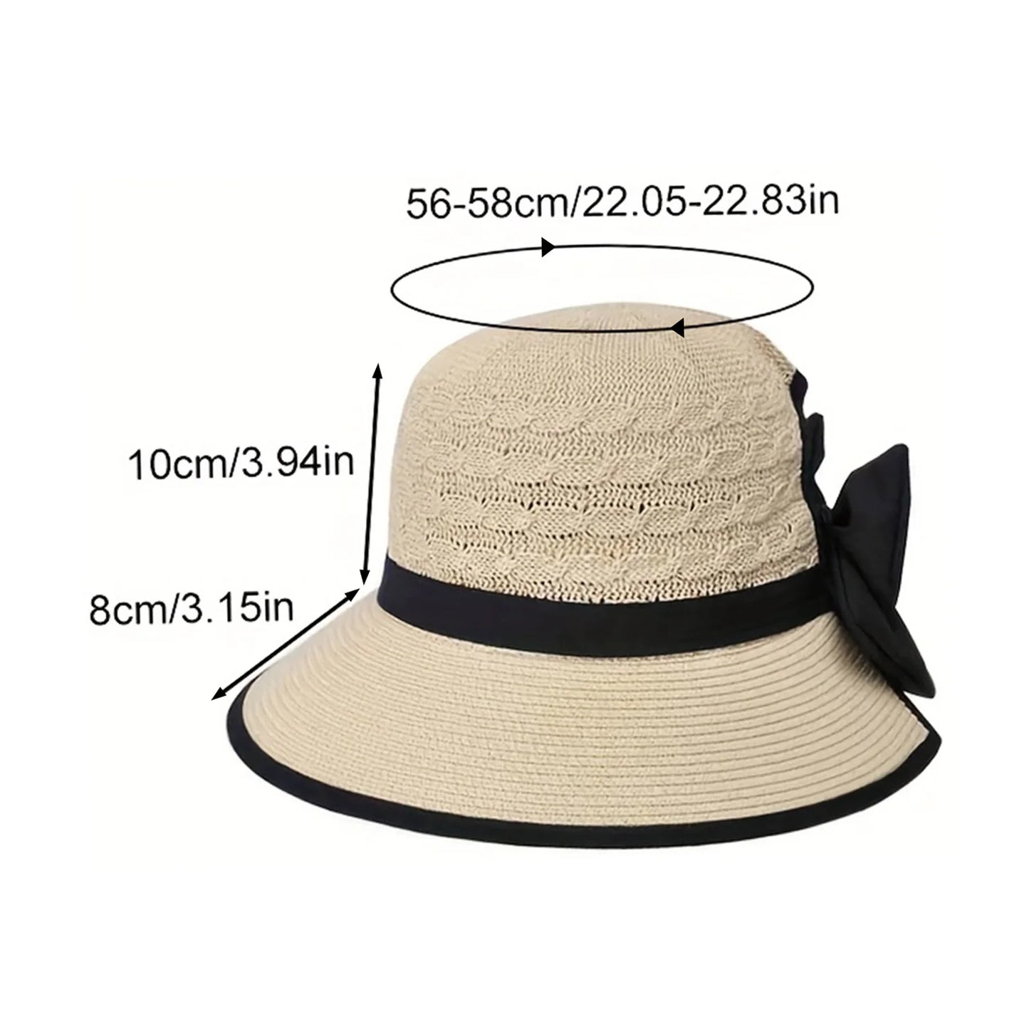 Chapeau de Soleil Pliable Style Français – Grand Bords & Nœud Élégant