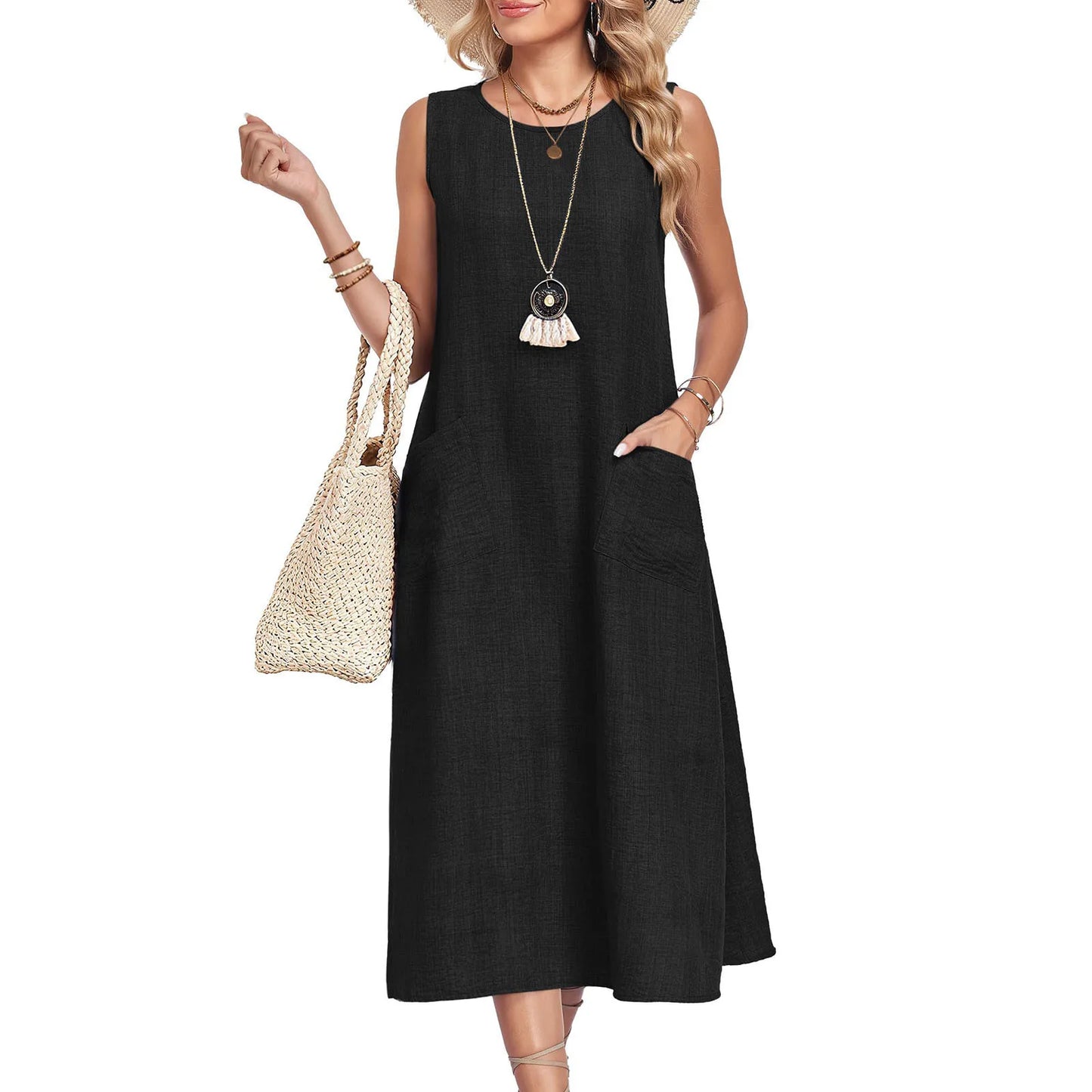 Robe Maxi Débardeur Coupe Évasée – Style Épuré & Confort