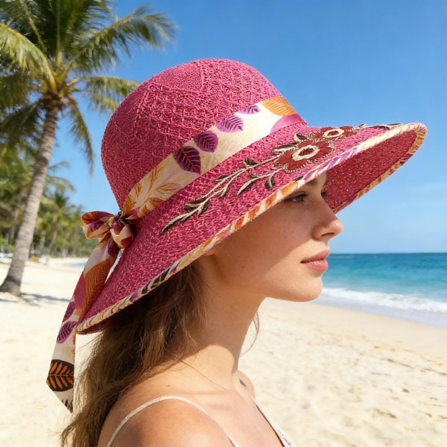 Chapeau de Soleil Léger et Fleuri – Protection Solaire Maximale & Style Rétro Chic