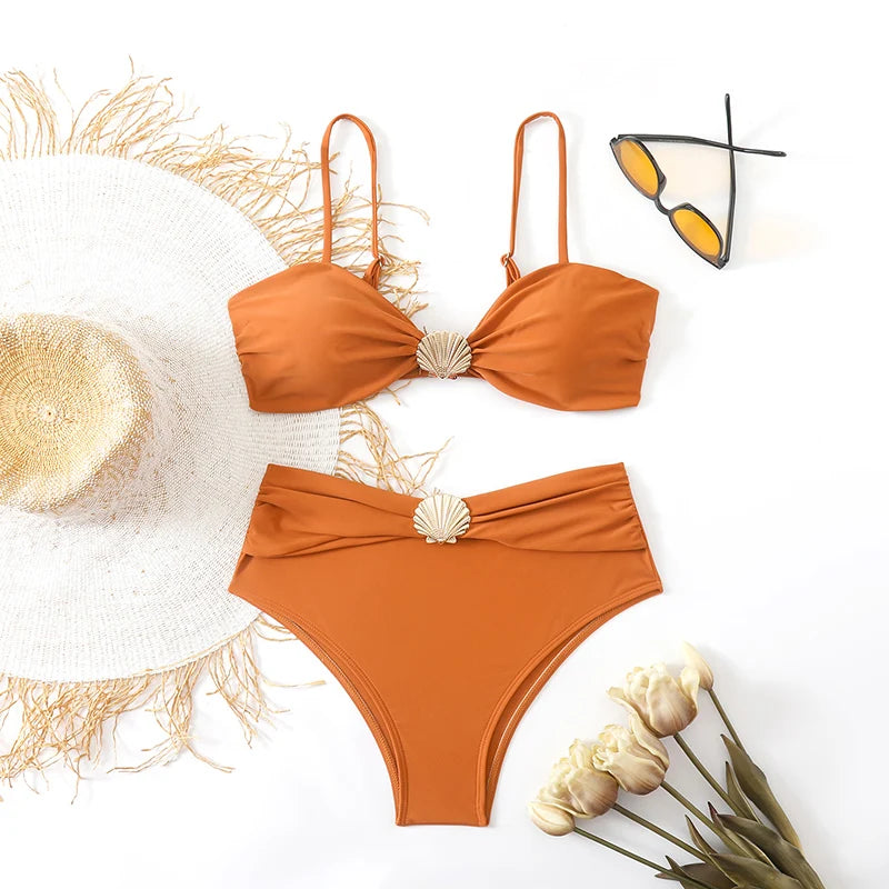 Maillot de Bain 2 Pièces Taille Haute – Bikini Bandeau Style Brésilien et Tendance 2026