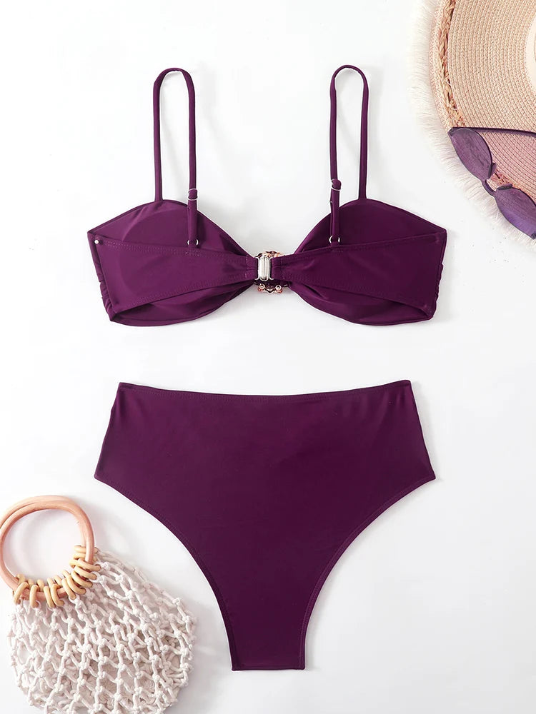 Maillot de Bain 2 Pièces Taille Haute – Bikini Bandeau Style Brésilien et Tendance 2026