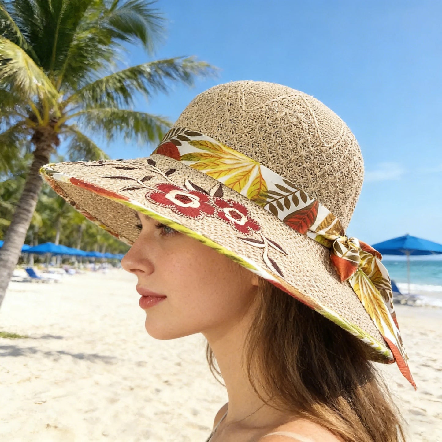 Chapeau de Soleil Léger et Fleuri – Protection Solaire Maximale & Style Rétro Chic