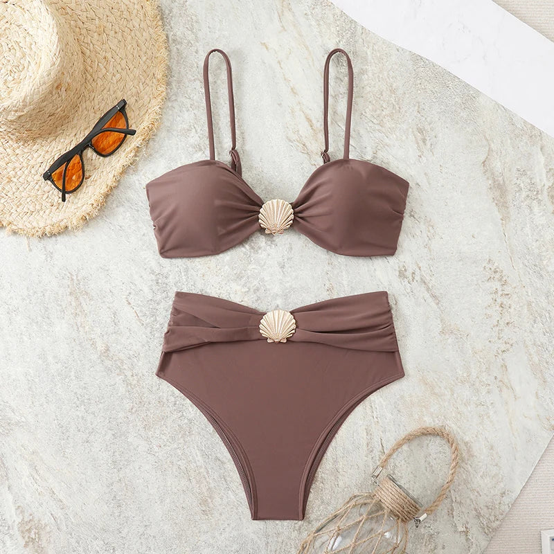 Maillot de Bain 2 Pièces Taille Haute – Bikini Bandeau Style Brésilien et Tendance 2026