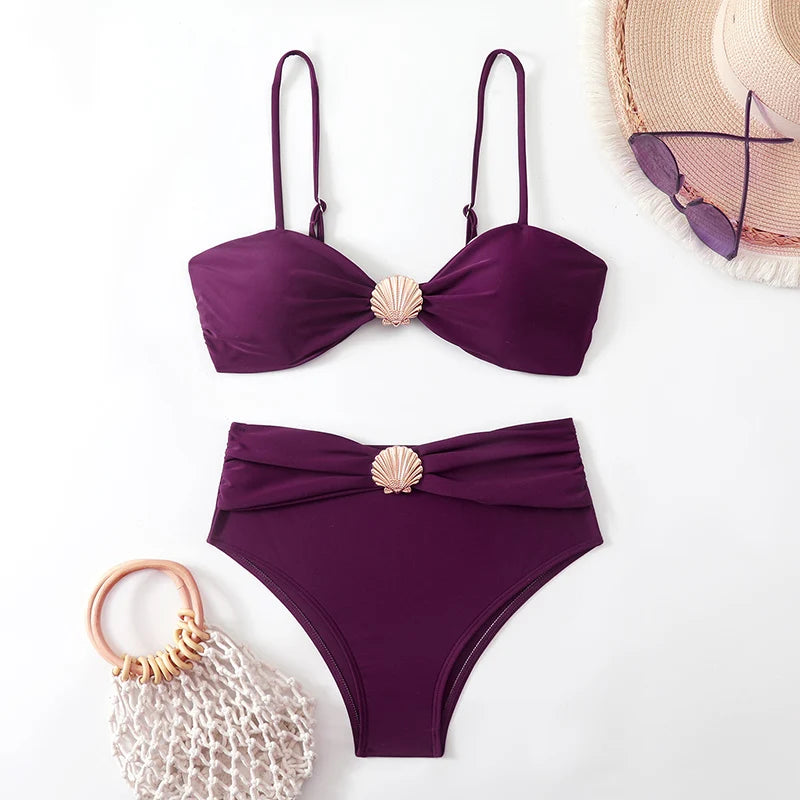 Maillot de Bain 2 Pièces Taille Haute – Bikini Bandeau Style Brésilien et Tendance 2026