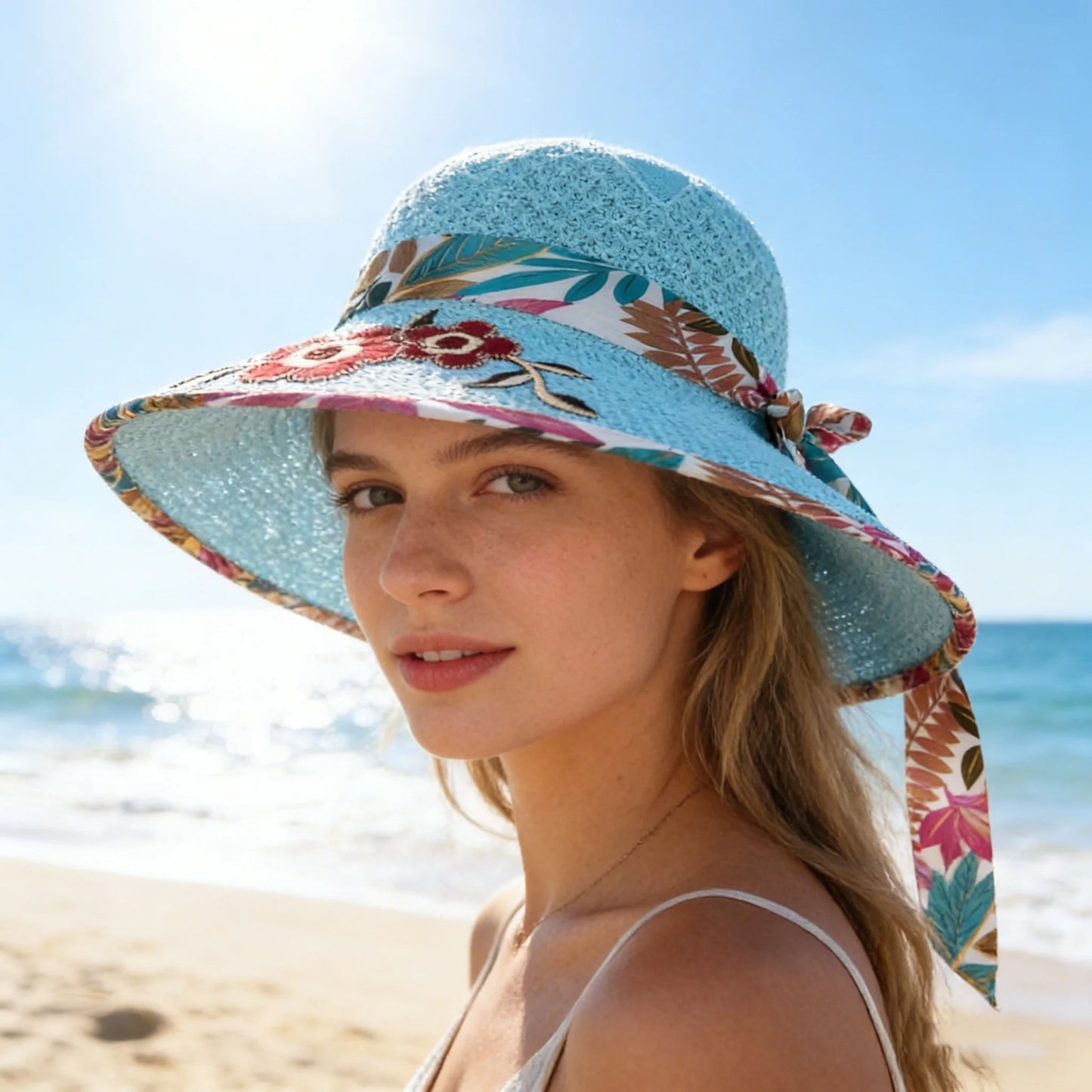 Chapeau de Soleil Léger et Fleuri – Protection Solaire Maximale & Style Rétro Chic