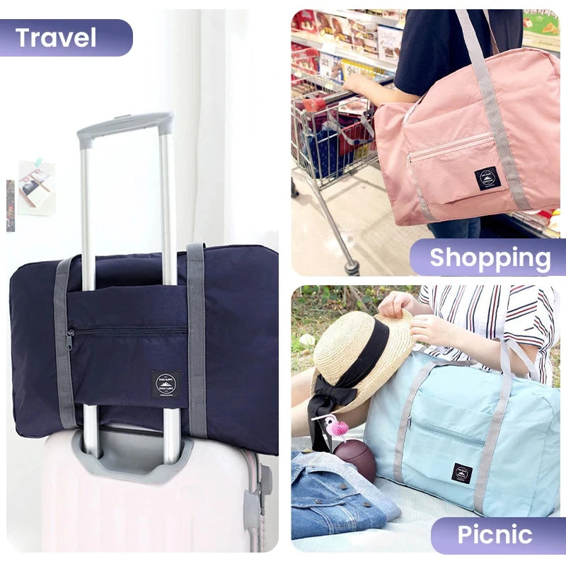 Sac de voyage pliable style "Duffel" pour avion, bagage cabine pour femmes et filles, léger, grande capacité, pour le sport, les week-ends et les voyages d'une nuit