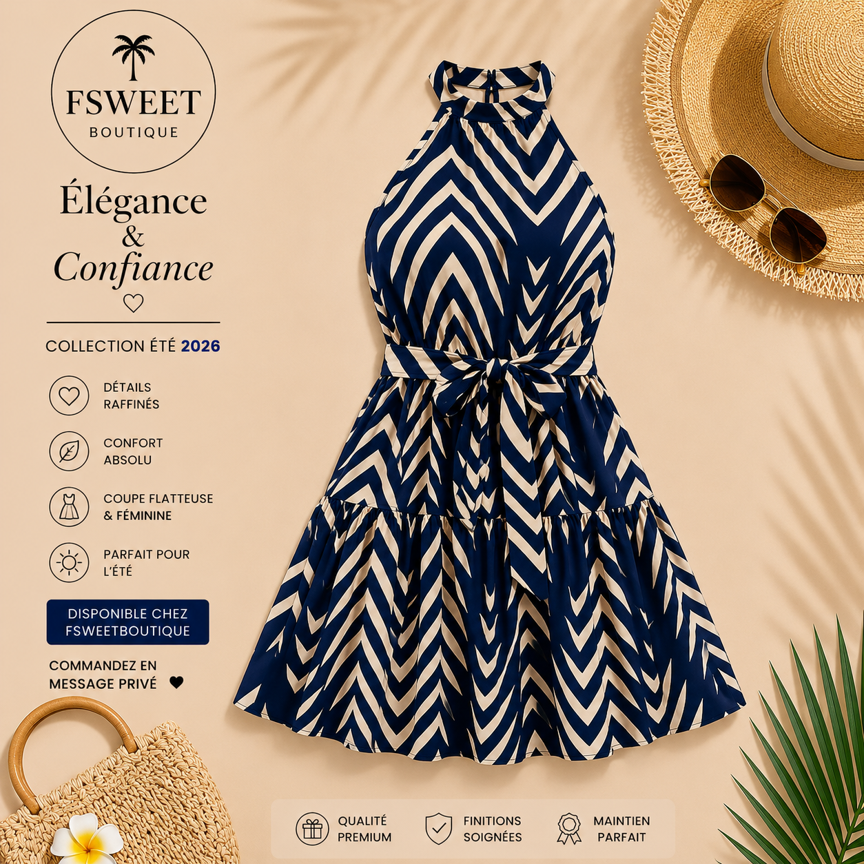 Robe Courte Trapèze à Col Montant Sans Manches – Style Chic Minimaliste & Confort