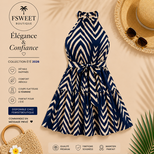 Robe Courte Trapèze à Col Montant Sans Manches – Style Chic Minimaliste & Confort