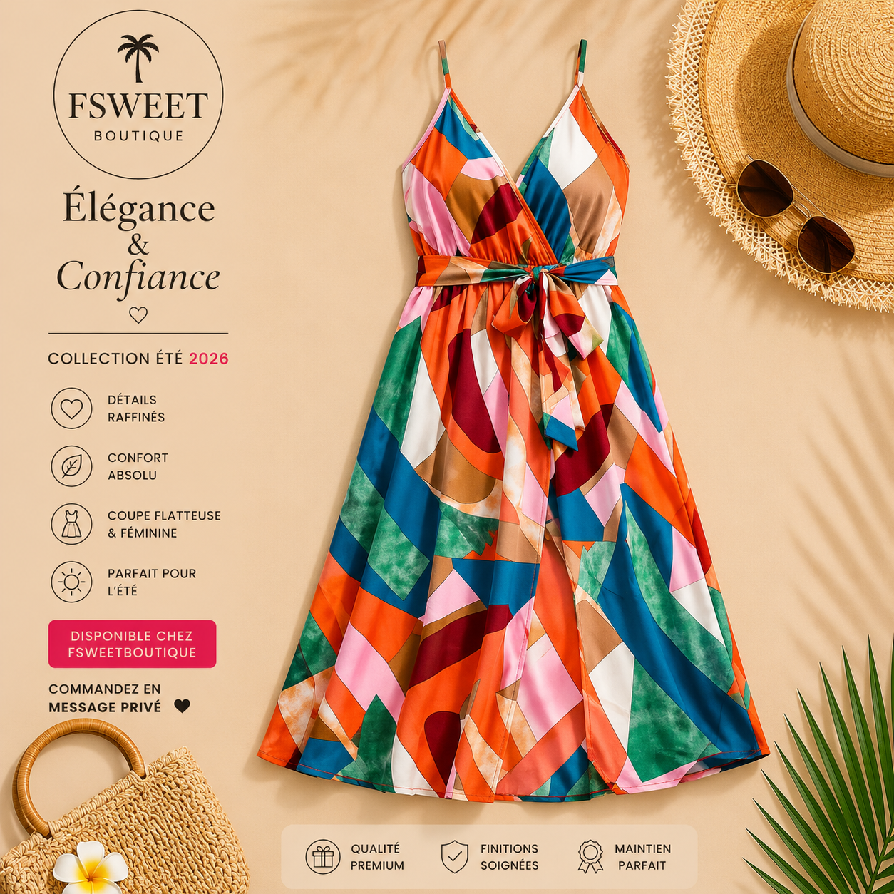 Robe à Bretelles & Taille Nouée Collection Été 2026